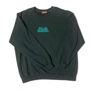 Green Crewneck Sweater with Ribbed Cuffs